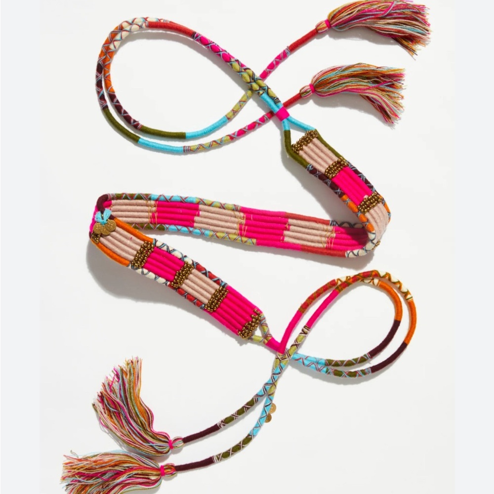 Free People Rhys Rope Belt - Colorful Woven Belt with Tassels
